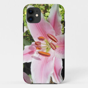Roze en Witte Lelie Bloem iPhone 11 Hoesje