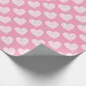 Roze en witte liefde Harten Valentijnsdag Cadeaupapier (Hoek)