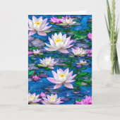 Roze en witte Lotus bloem in blauw platform Kaart (Voorkant)