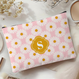 Roze en Witte Madeliefjespatroon Monogram Etui