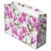 Roze en witte Magnolia Blossom Waterverf Patroon Groot Cadeauzakje (Achterkant Gekanteld)