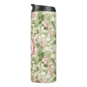 roze en witte Magnolia gepersonaliseerd Thermosbeker (Geroteerd rechts)