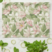  roze en witte Magnolia's Theedoek (Gevouwen)