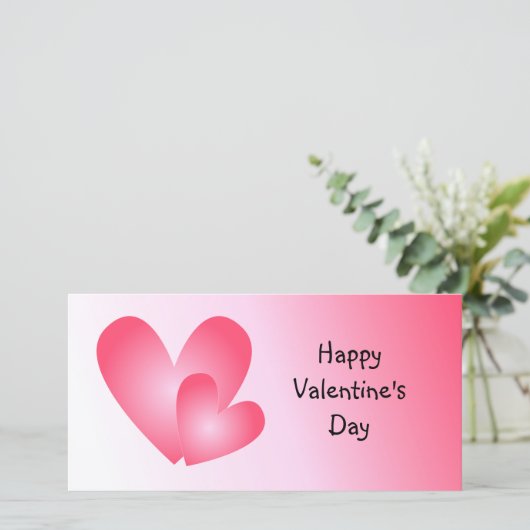 Roze en witte malse harten feestdagenkaart (Staand voorkant)