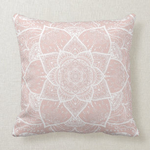 Roze en witte Mandala - Loergann in Mallow Kussen