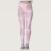 Roze en witte mandala patroon ontwerp leggings (Voorkant)