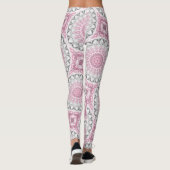 Roze en witte mandala patroon ontwerp leggings (Achterkant)