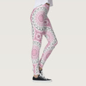 Roze en witte mandala patroon ontwerp leggings (Rechts)