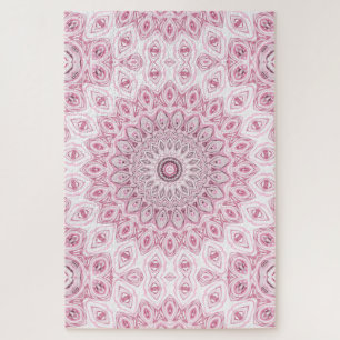 Roze en Witte Mandala Patroon Ontwerp Legpuzzel