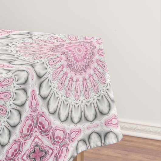 Roze en witte mandala patroon ontwerp tafelkleed (Voorbeeld)