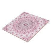 Roze en Witte Mandala Patroon Ontwerp Tegeltje (Zijkant)