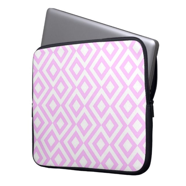 Roze en witte mander laptop sleeve (Voorkant Links)