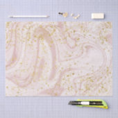 Roze en witte marmer Gold Glitter Tissuepapier (Craft)