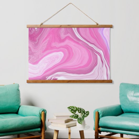 Roze en witte marmer hangend wandkleed (Woonkamer)