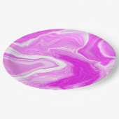 Roze en witte marmer papieren bordje (Gekanteld)