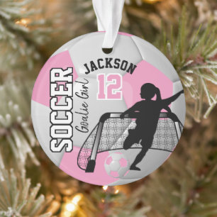 Roze en witte marokker Goalie Girl Ornament