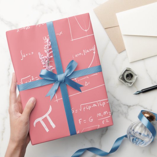 Roze en witte mathematische formules en vergelijki cadeaupapier (Geschenken)