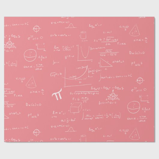 Roze en witte mathematische formules en vergelijki cadeaupapier (Vlak)