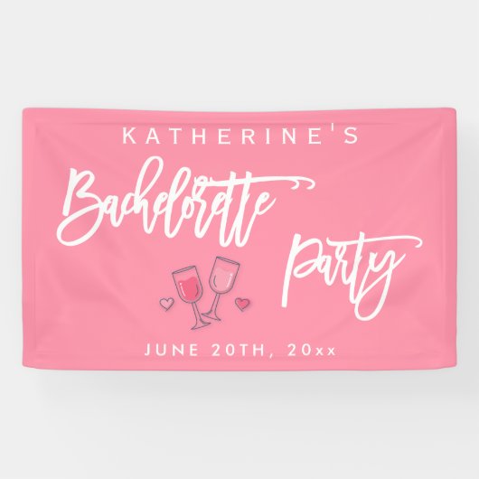 Roze en Witte Meidenavakantie Spandoek (Horizontaal)