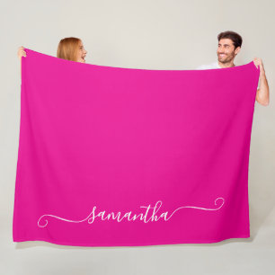 Roze en witte meisjesachtige zwierige handtekening fleece deken