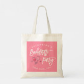 Roze en Witte Meisjesuitstap Tote Bag (Achterkant)