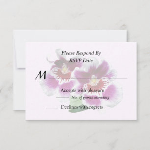 Roze en witte miltoniopsis orchideeën RSVP kaartje