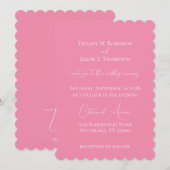 Roze en witte minimalistische bruiloft kaart (Voorkant / Achterkant)