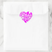 Roze en witte mod hart sticker (Tas)