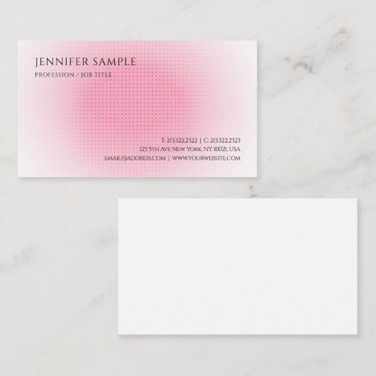 Roze en witte, moderne, eenvoudige Sjabloon Visitekaartje (Voorkant / Achterkant)