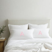 Roze en Witte Moderne Monogram Kussensloop