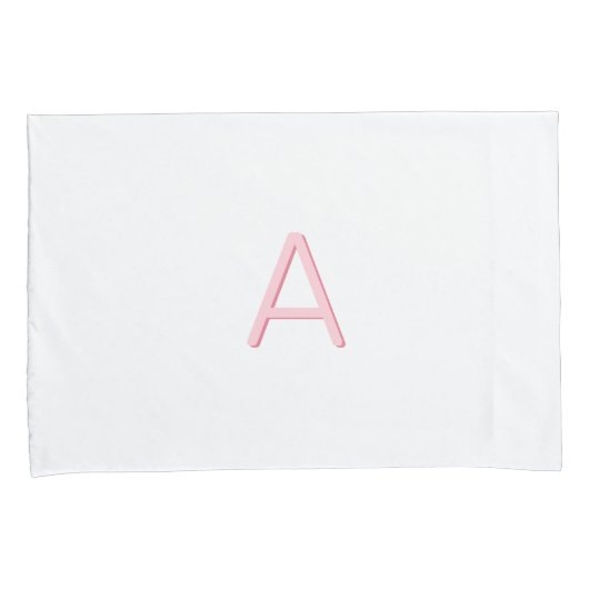 Roze en Witte Moderne Monogram Kussensloop (Voorkant-Rechts)