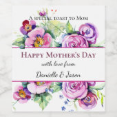 Roze en witte Moederdag Wijnlabel Wijn Etiket (Enkel label)