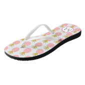 Roze en witte monogram Glitter Pineappel Teenslippers (Schuin)