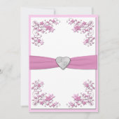 Roze en Witte Monogrammed Uitnodiging (Voorkant)
