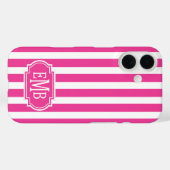 Roze en witte monogramstrepen Case-Mate iPhone case (Achterkant (horizontaal))