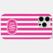 Roze en witte monogramstrepen Case-Mate iPhone case (Achterkant (horizontaal))