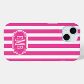 Roze en witte monogramstrepen Case-Mate iPhone case (Achterkant (horizontaal))