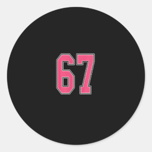 Roze en witte nummer 67 jersey speler uniform #67 ronde sticker
