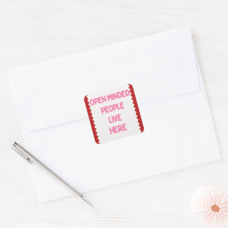 Roze en witte open-minded mensen  vierkante sticker