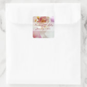 Roze en witte orchidee persoonlijke bruiloft vierkante sticker (Tas)