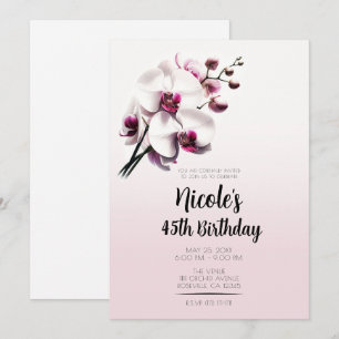 Roze en Witte Orchidee Verjaardagsfeest Kaart