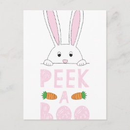 Roze en witte paaspap Bunny Peek-A-Boo Briefkaart