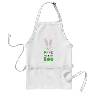 Roze en witte paaspap Bunny Peek-A-Boo Standaard Schort