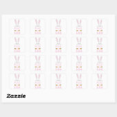 Roze en witte paaspap Bunny Peek-A-Boo Vierkante Sticker (Vel)