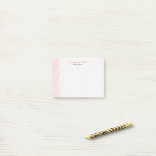 Roze en witte Paisley Kant Post-it® Notes (Op bureau)