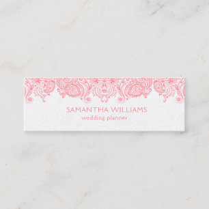 Roze en witte  Paisley Wedding Planner Mini Visitekaartje
