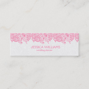 Roze en witte  Paisley Wedding Planner Mini Visitekaartje