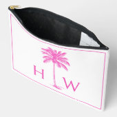 Roze en Witte Palmboom Monogram Etui (Open)