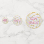 Roze en Witte Partij Glitter Volleybal Confetti (Voorkanten)