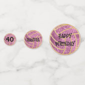 Roze en Witte Partij Glitter Volleybal Confetti (Achterkanten)